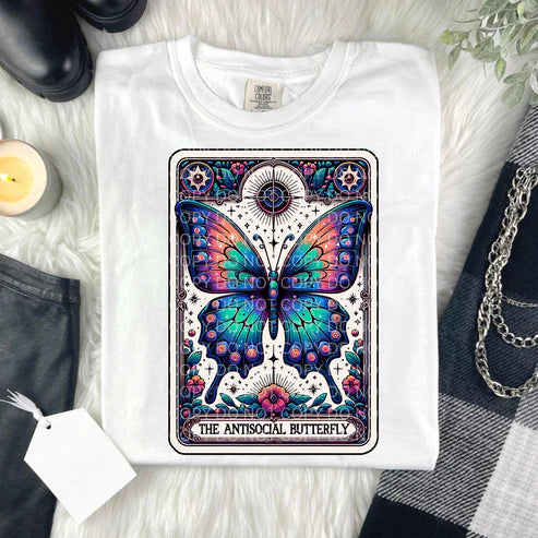 ANTI-SOCIAL BUTTERFLY TAROT - T-SHIRT OR PICK FROM 200 COLOR & STYLE OPTIONS! - TAT 4-7 DAYS