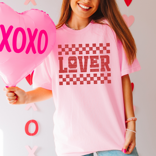 LOVER CHECKERED VALENTINE'S T-SHIRT OR PICK FROM 200 COLOR & STYLE OPTIONS! - TAT 4-7 DAYS