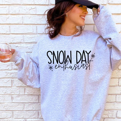 SNOW DAY ENTHUSIAST BLACK T-SHIRT OR PICK FROM 200 COLOR & STYLE OPTIONS! - TAT 4-7 DAYS