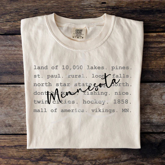 MINNESOTA SCRIPT T-SHIRT OR PICK FROM 200 COLOR & STYLE OPTIONS! - TAT 4-7 DAYS