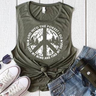 And into the Forrest I go on Women's Military Green Concert tank size XL
