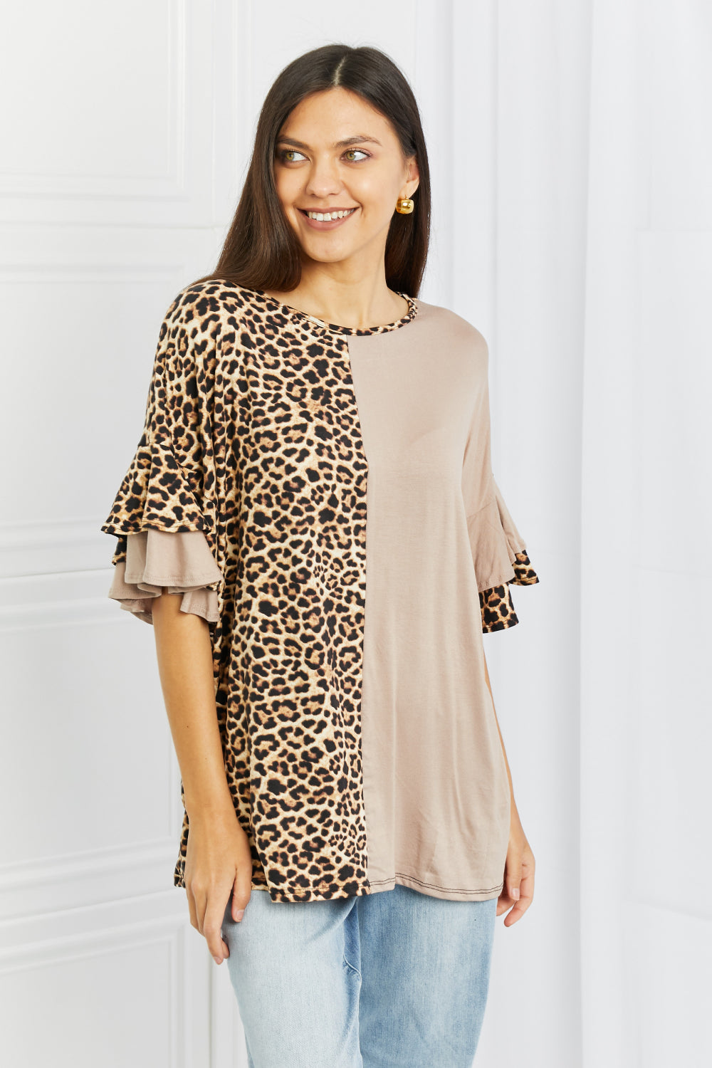 Celeste Day Off Full Size Contrast Tunic Top