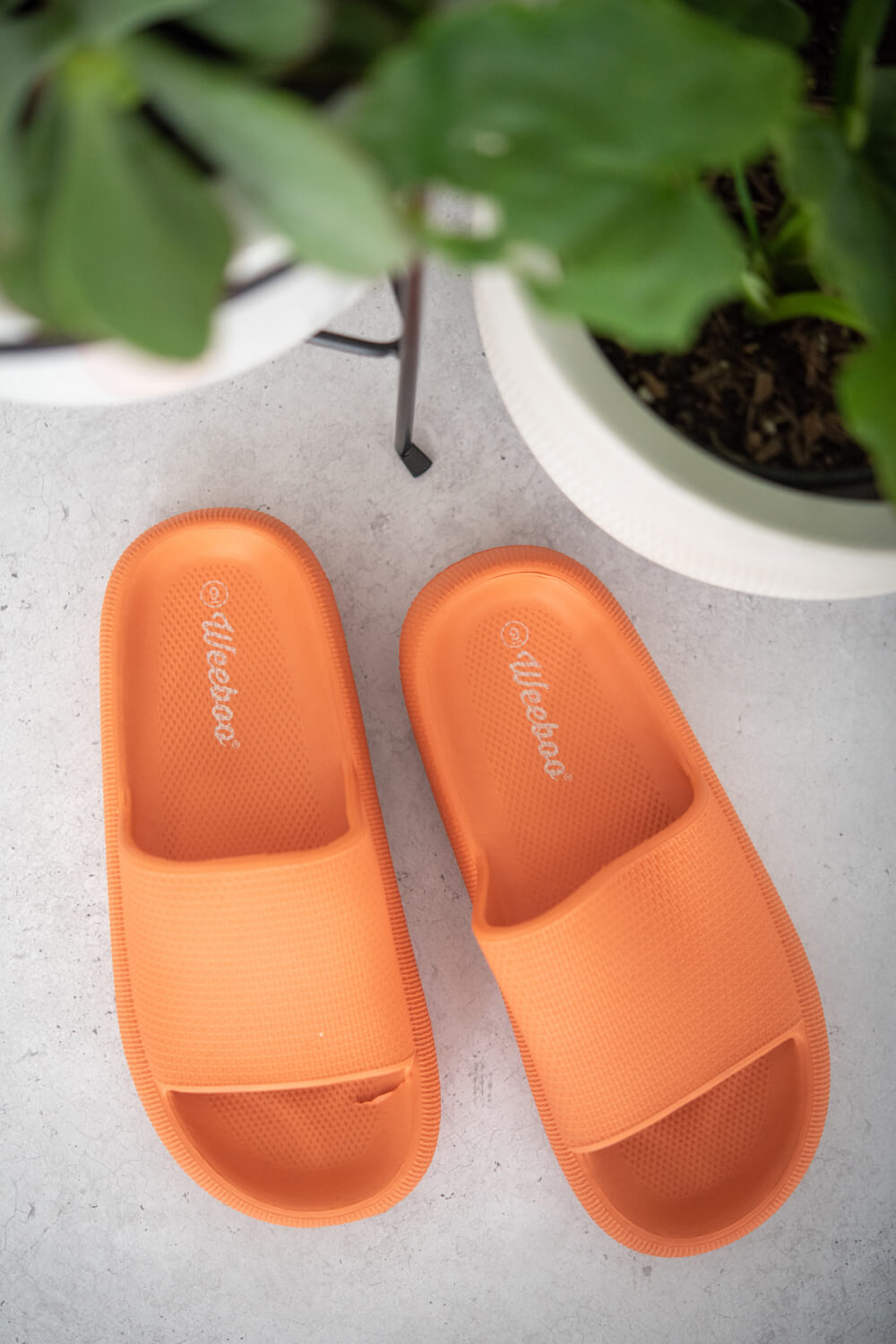 WeeBoo Go All Out Slide-On Sandals in Orange