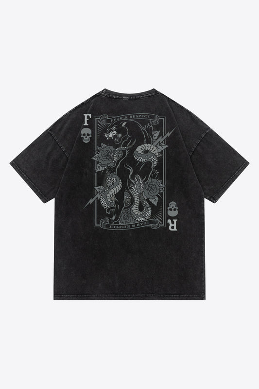 Full Size Graphic Dropped Shoulder Cotton Tee Shirt
