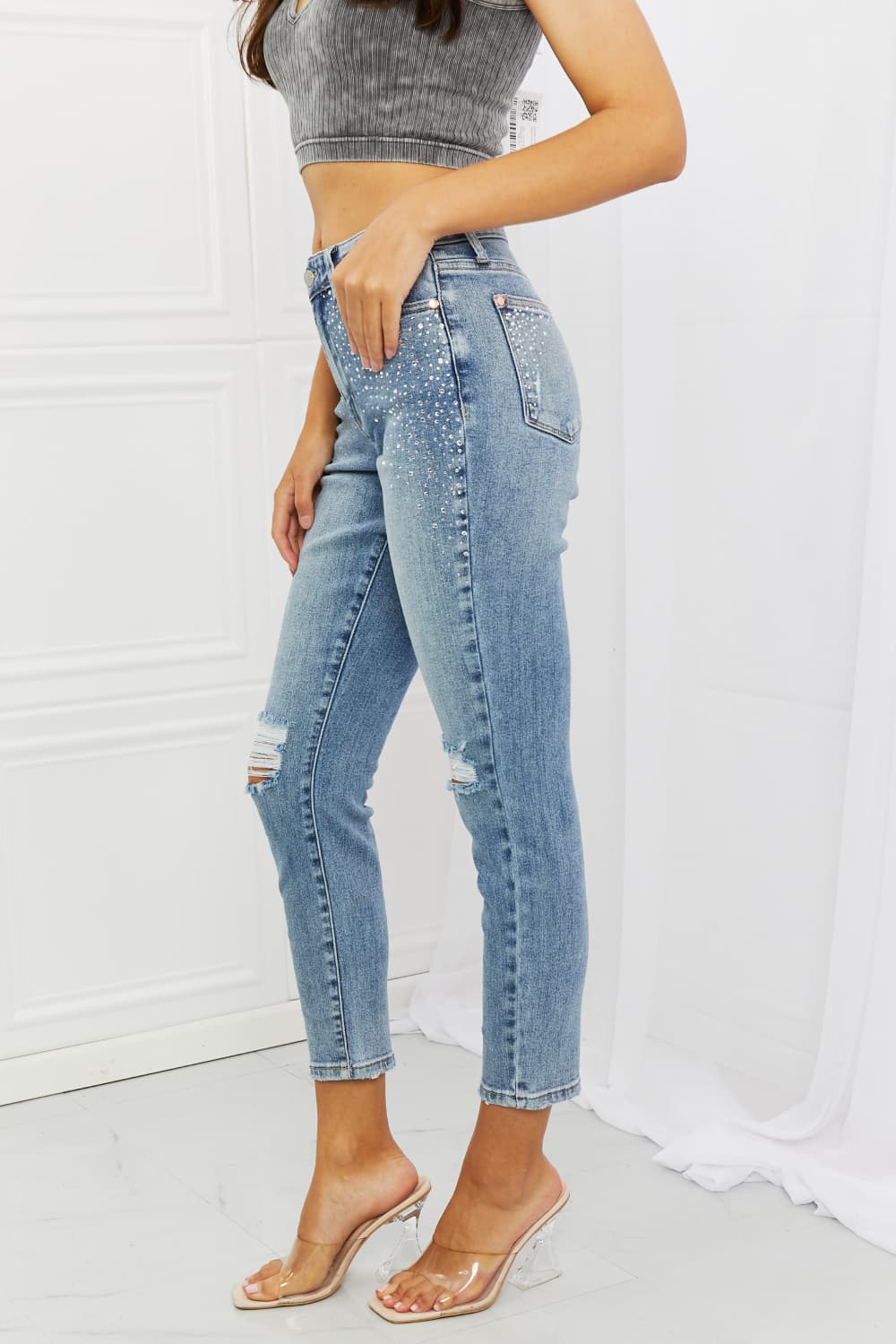 Judy Blue Kate Full Size Slim Fit Rhinestone Jeans