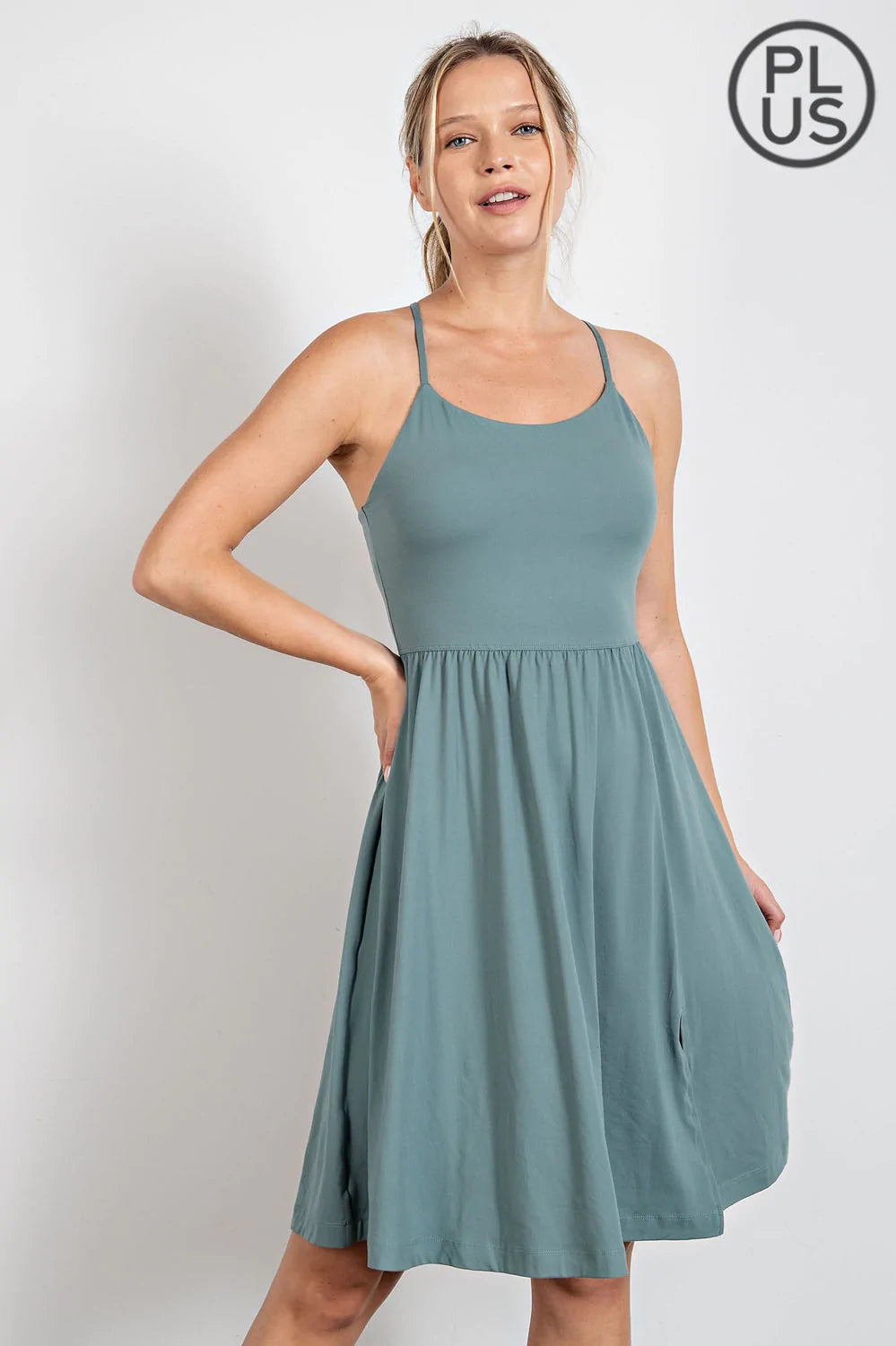 BUTTER DAILY DRESS WITH SIDE SLIT SAGE